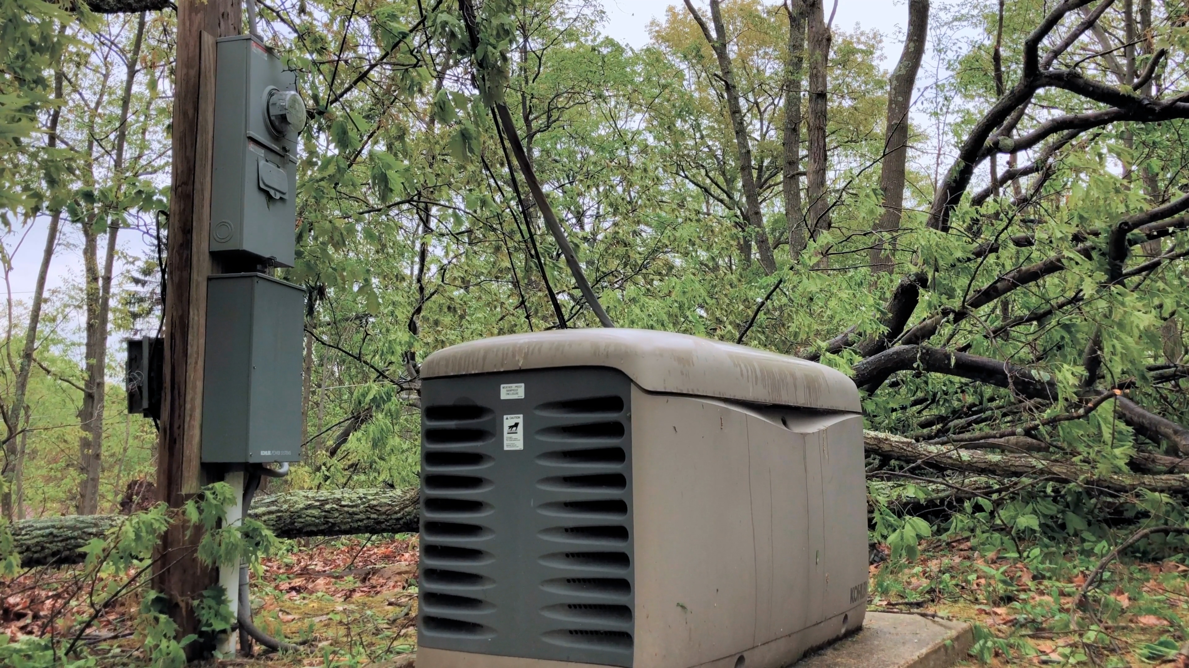 Standby generator running after a storm