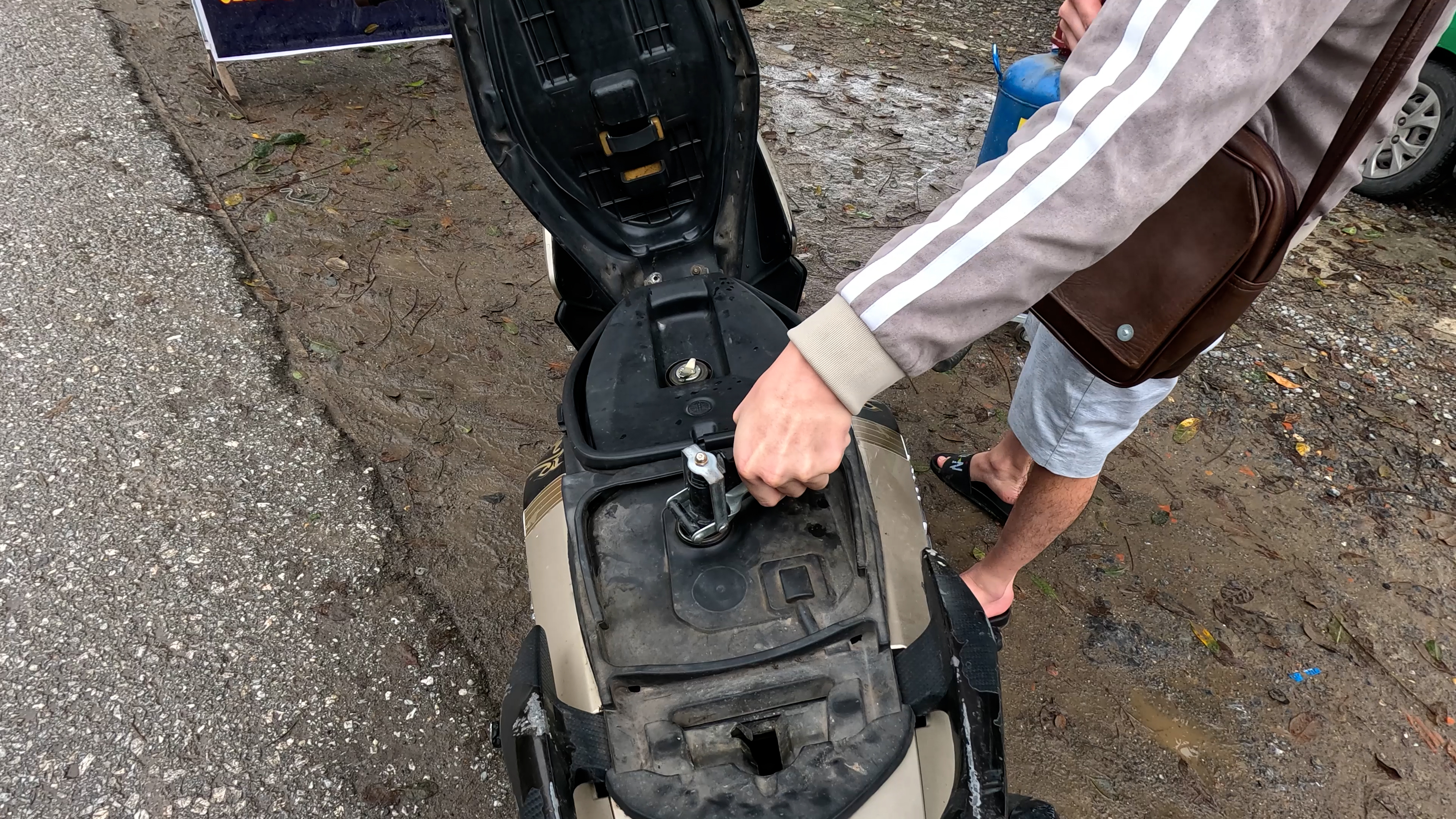 Technician servicing a fuel system